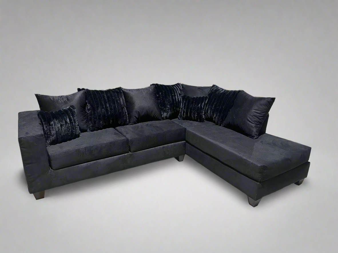 Black Corduroy Sectional CLEARANCE