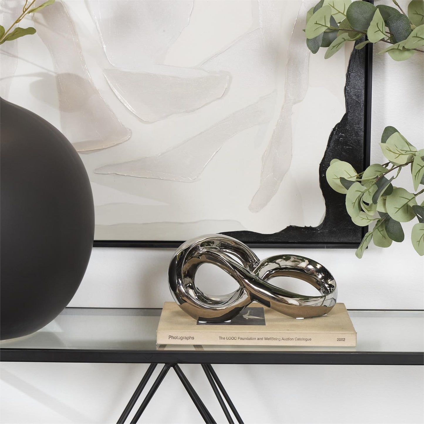 Silver Ceramic Abstract Infinity Loop Sculpture 11x5