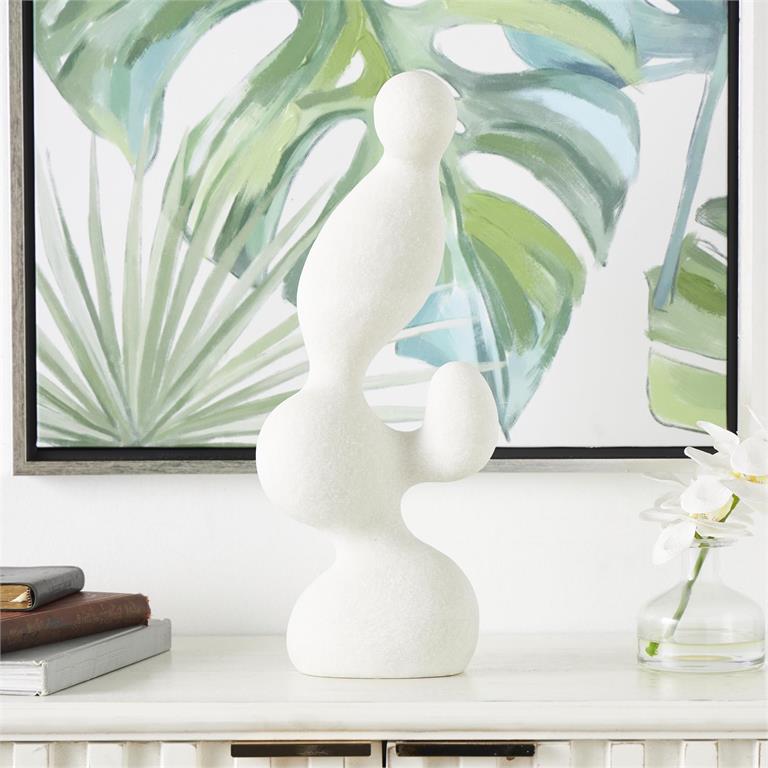 White Polystone Abstract Curved Shaped Sculpture