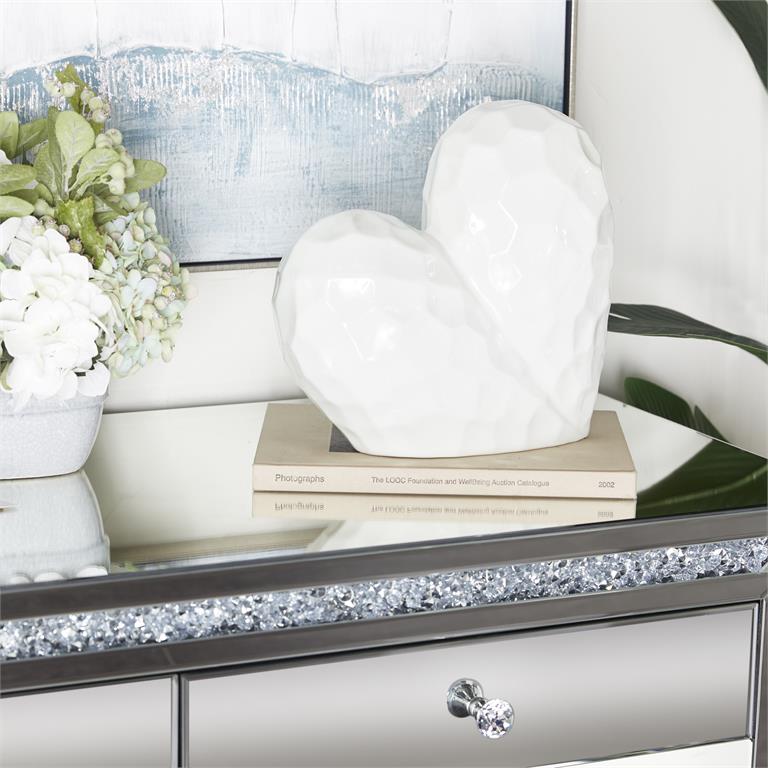 White Porcelain Heart Big Dimensional Angled Orgami