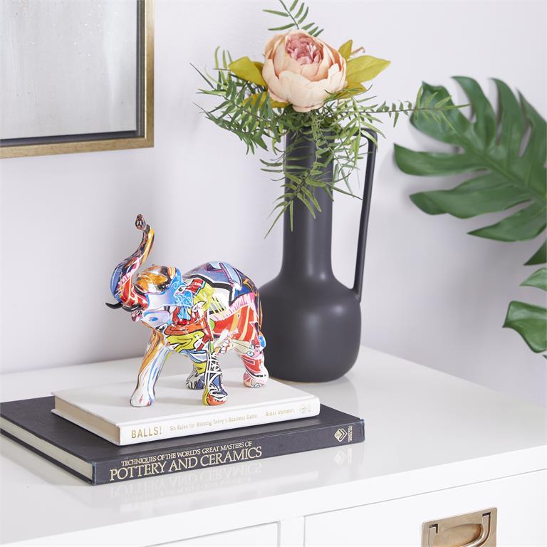 Multi colored polystone Elephant