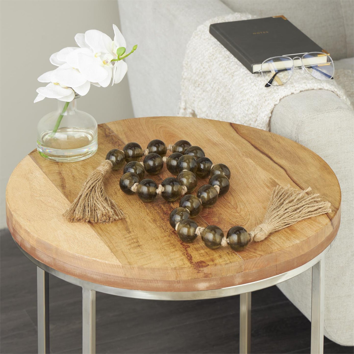 Dark Brown Glass Handmade Frosted Orb Garland