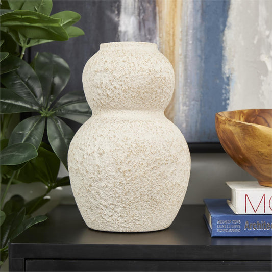 Terracotta cream Ceramic Vase 8"W,12"H