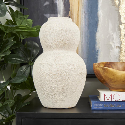 Terracotta cream Ceramic Vase 9"W,15"H