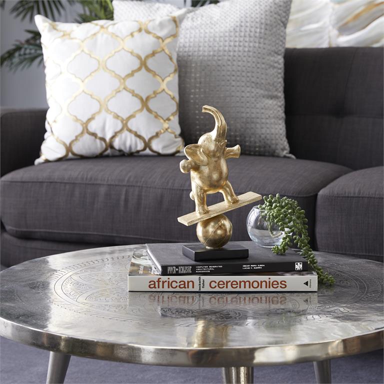 Gold Polystone Elephant Handmade Sculpture
