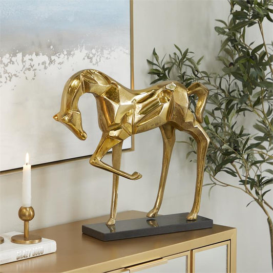 Gold Aluminum Horse Sculpture 19"x5"x18"