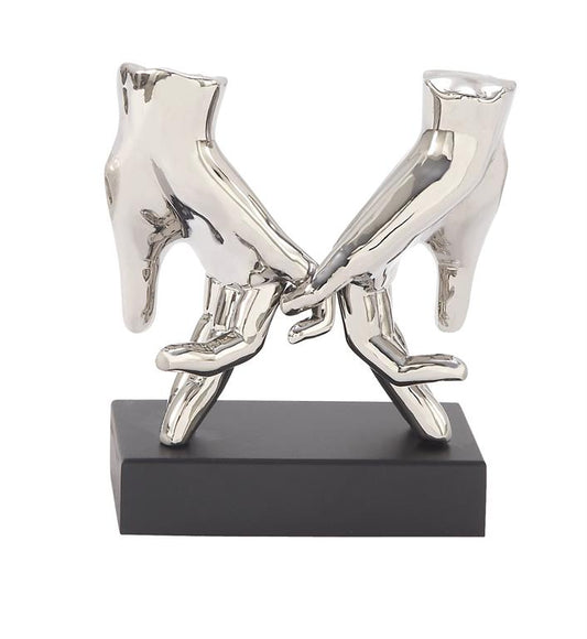 Silver Porcelain Hands Sculpture 7"x4"x8"