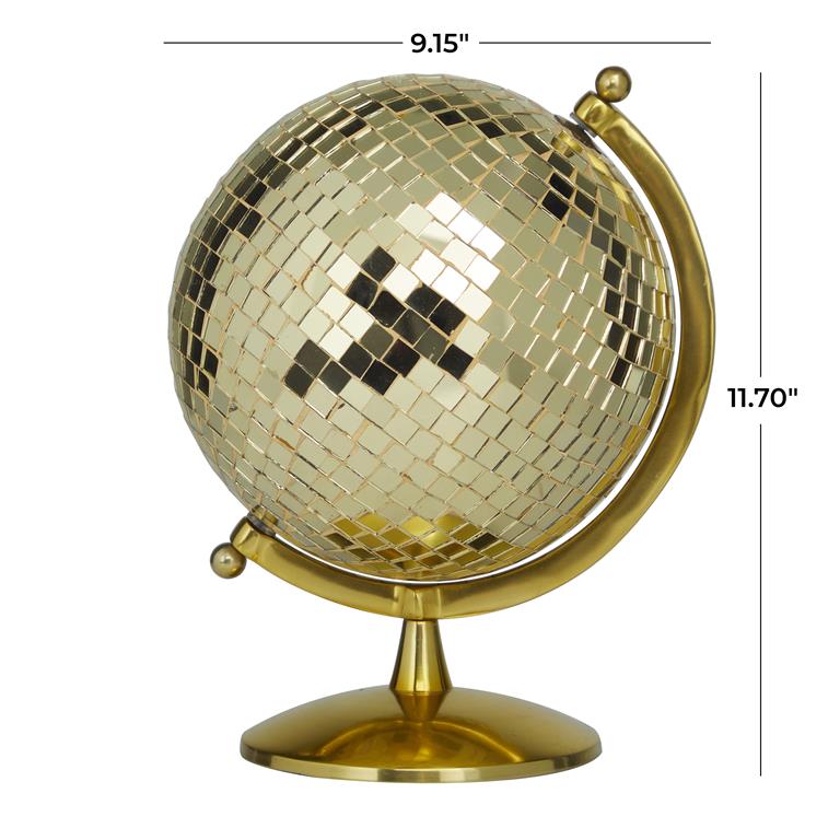 The Novogratz Gold Stainless Steel Metal Disco Ball Style Globe