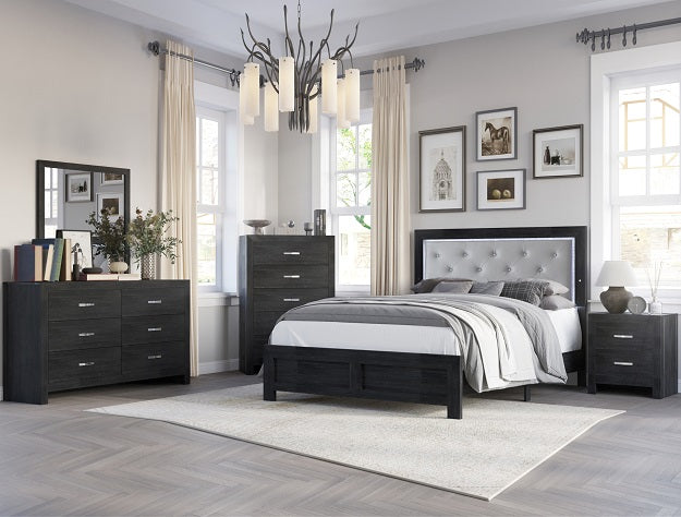Louis Phillipe Cherry King Bedroom Set - Bed, Dresser, Mirror, 1