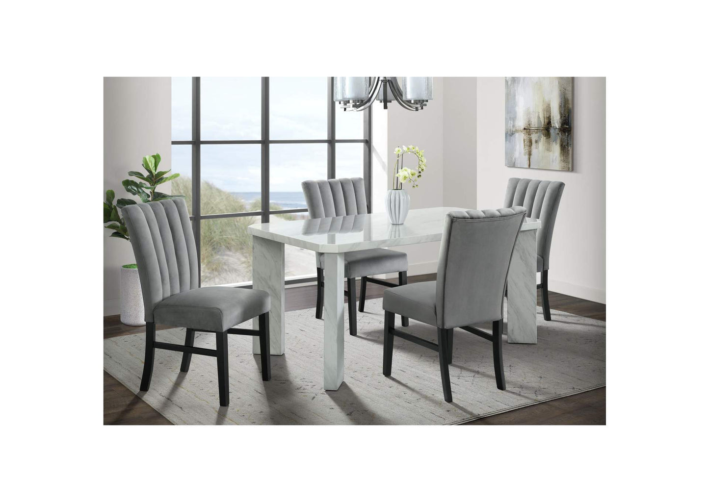 Bellini Dining Table w/4 Pascal Grey Chairs
