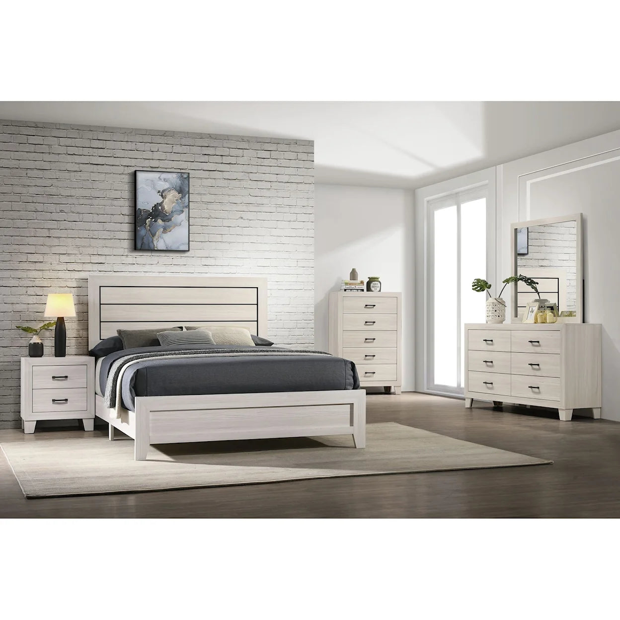 Makayla Queen Set-Dresser, Mirror, Nightstand & Q-Bed