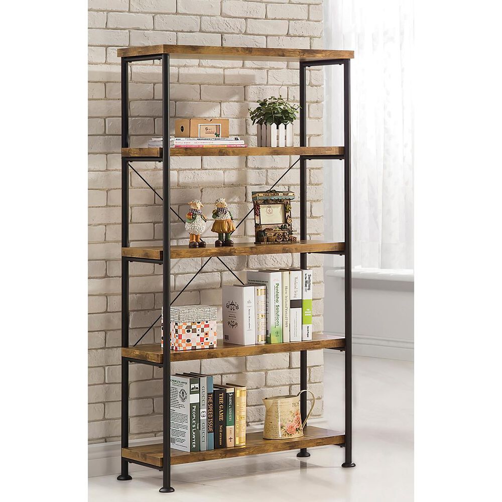 Analiese Nutmeg 4-Shelf Bookcase in Antique Nutmeg