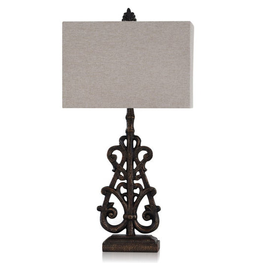 Textured Bronze, Traditional Scross with Gold Vein Accent Lamp (CLEARANCE)