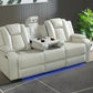 Carlos Power Reclining Sofa w/LED Lighting in Pebble Oyster
