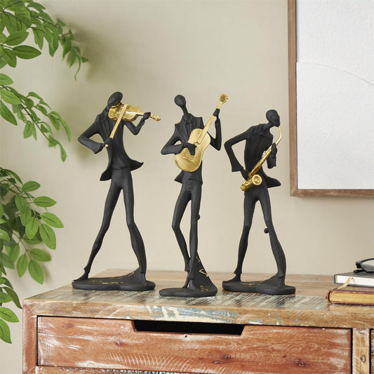 Black Polystone  Musician Abstract Sculpture