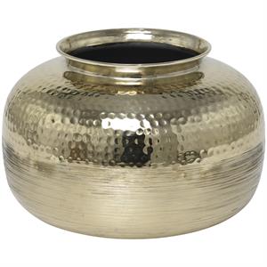 Gold Aluminum Brushed Vase with Hammered Top 12"