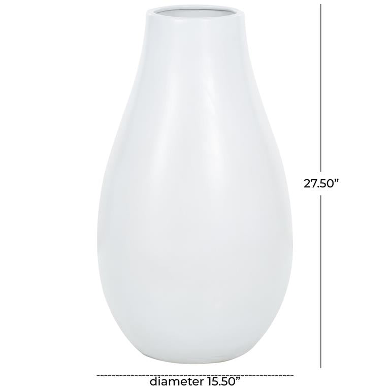 Ceramic White Floor Vase 16"W,28"H