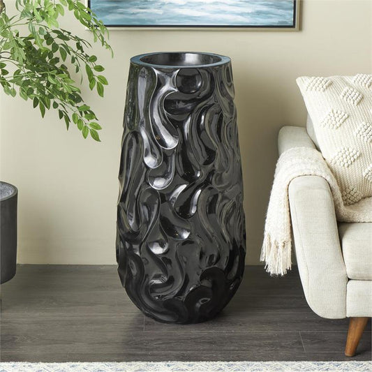 Fiber Glass Black Floor Vase