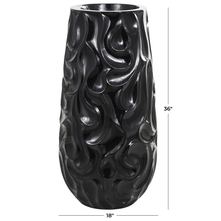 Fiber Glass Black Floor Vase