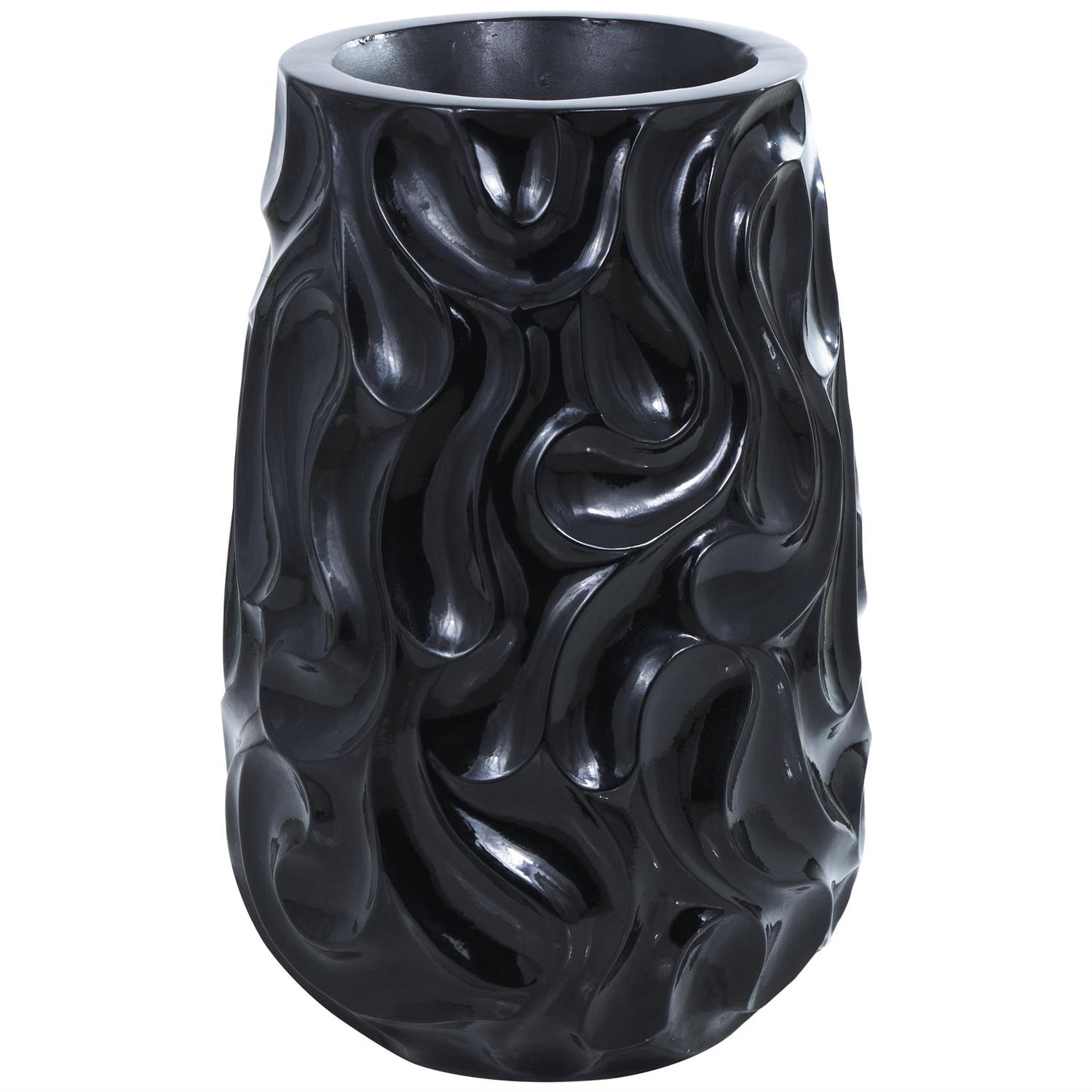 Fiber Glass Black Floor Vase