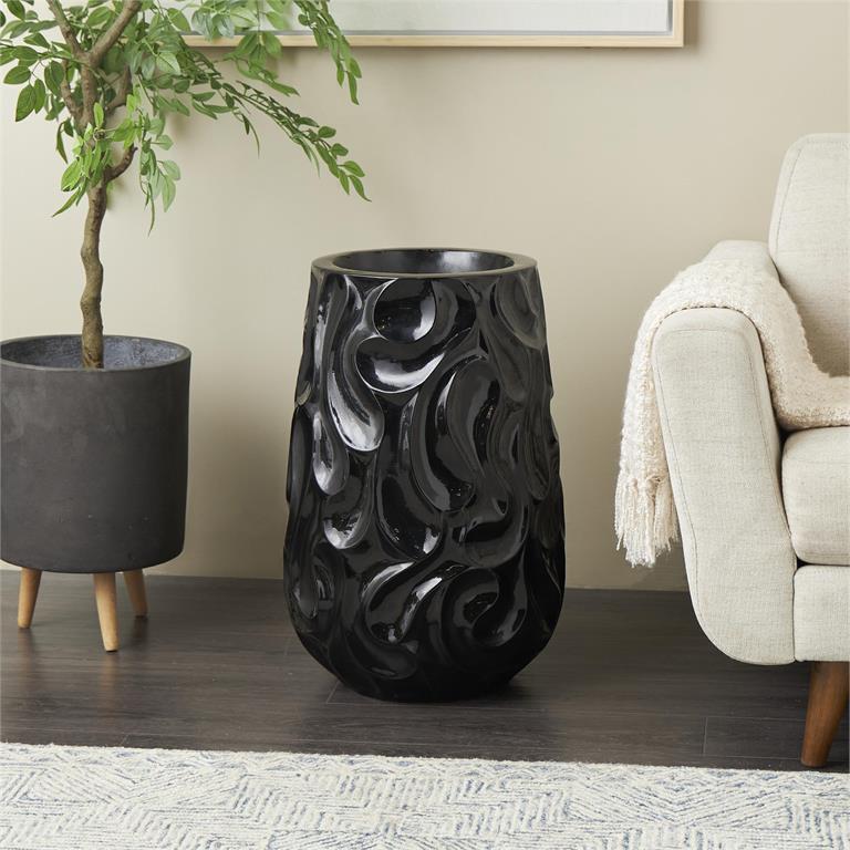 Fiber Glass Black Floor Vase