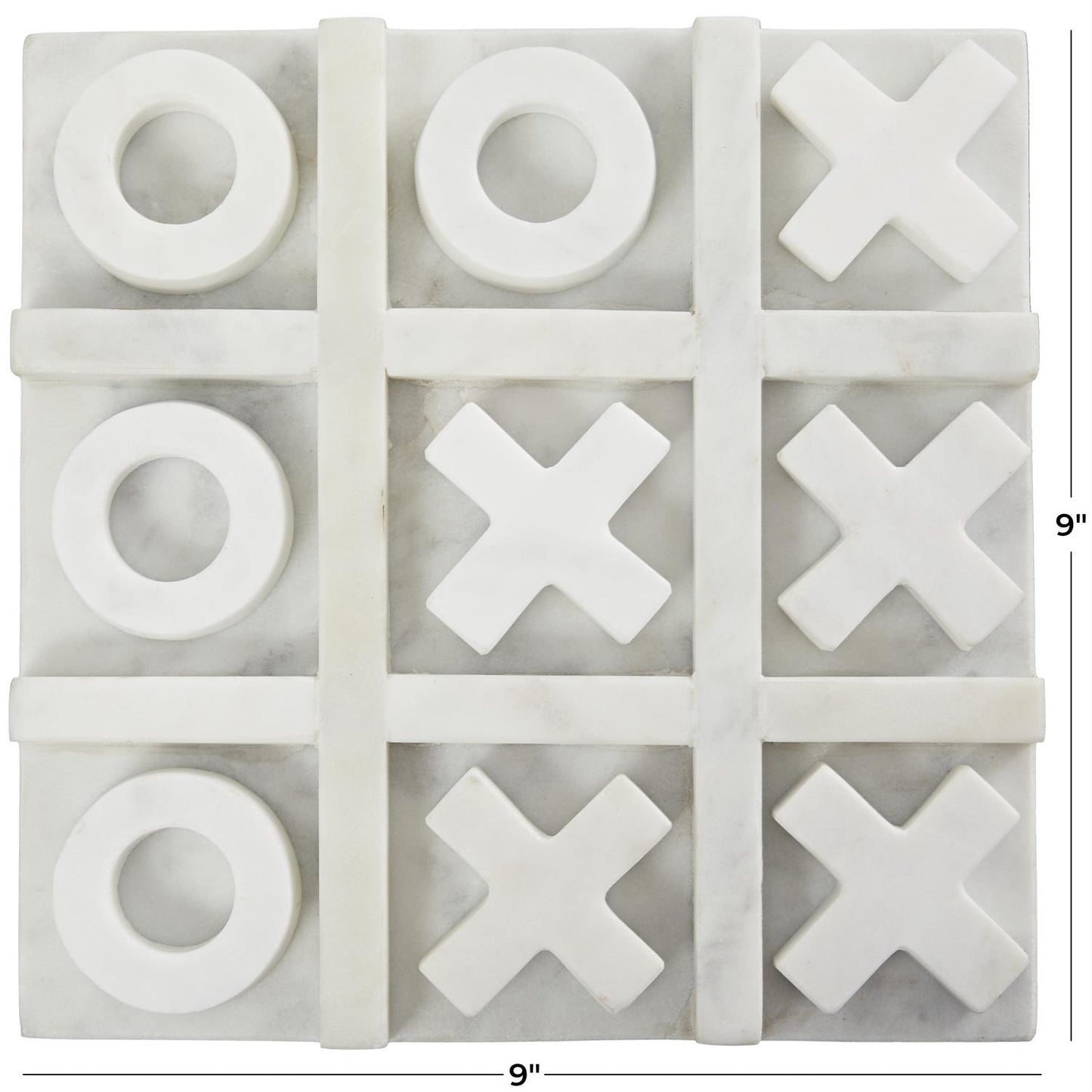 Marble TIC TAC TOE White  9"W,9"H