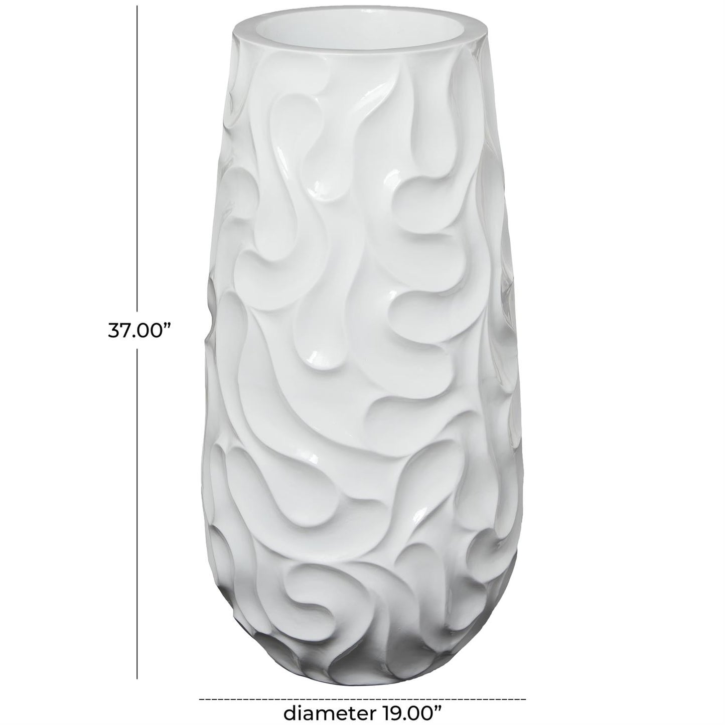 White Resin Wave Inspired Textured Vase Planter