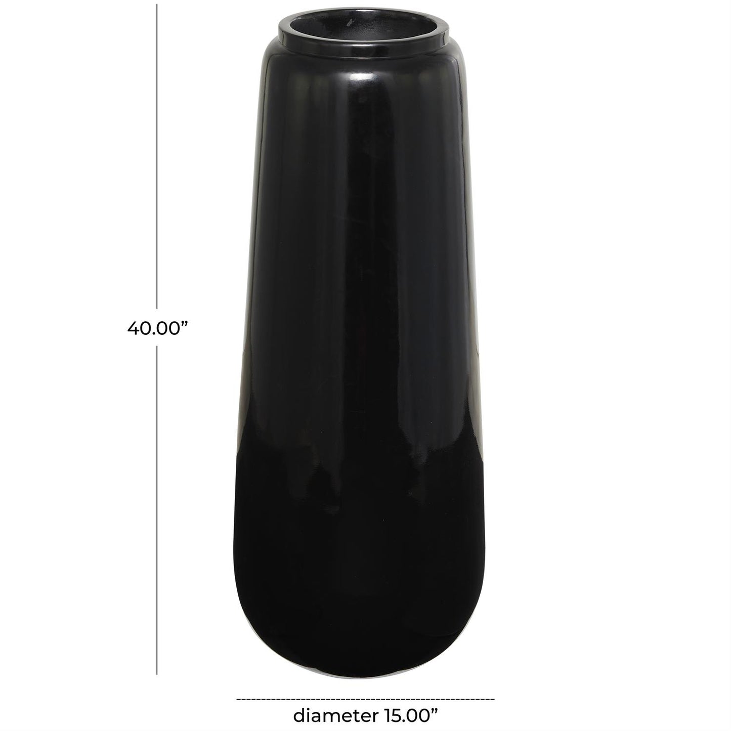 Black Resin Vase, 15" x 15" x 40"