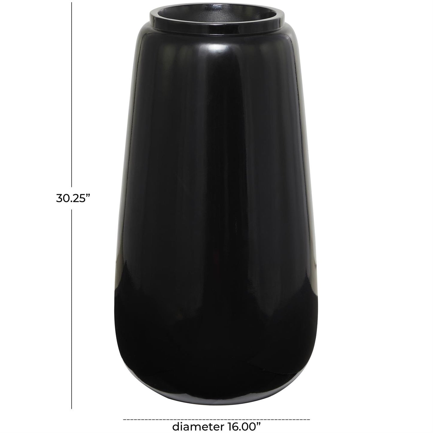 Black Resin Vase, 16" x 16" x 30"