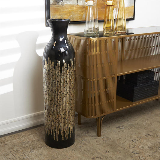 Black Capiz Shell Handmade Vase with Gold Ombre