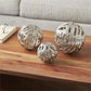 Silver Aluminum Metal Abstract Metallic Cutout Orbs & Vase Filler, Set of 3 7", 6", 4"H