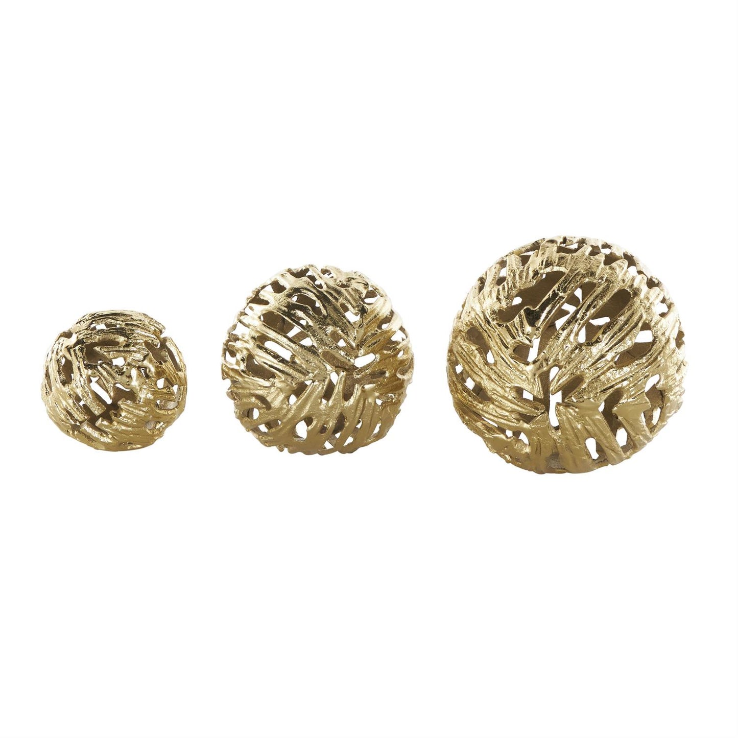 Gold Aluminum Metal Abstract Metallic Cutout Orbs & Vase Filler, Set of 3