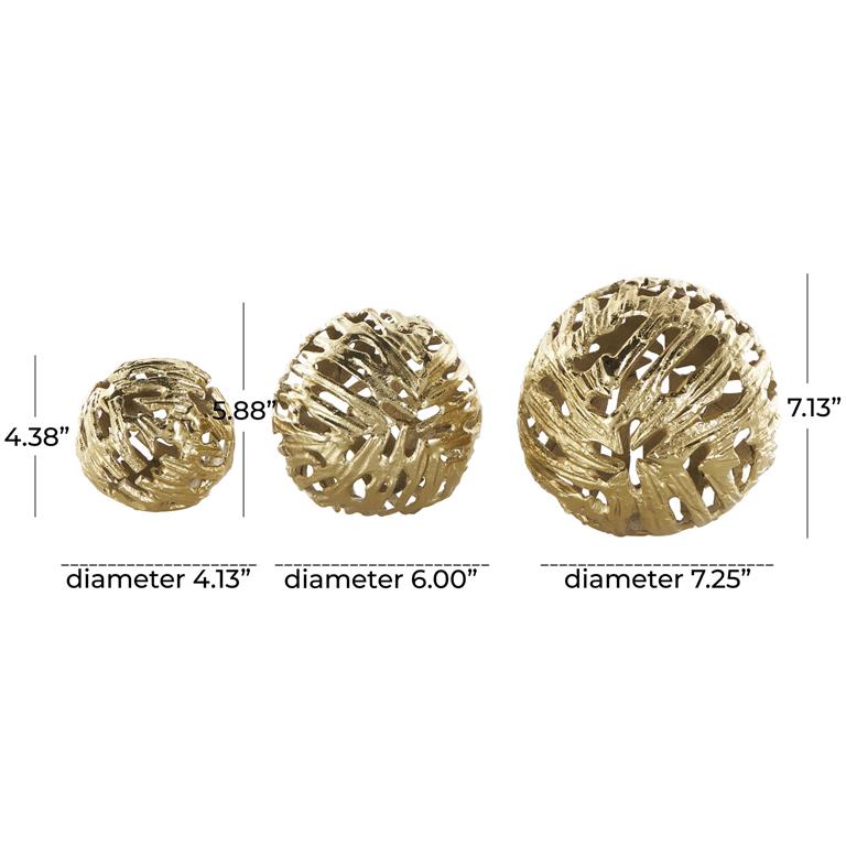 Gold Aluminum Metal Abstract Metallic Cutout Orbs & Vase Filler, Set of 3