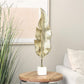 Gold Aluminum Metal Leaf Tall Textured Sculpture with White Marble Base