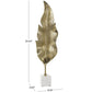 Gold Aluminum Metal Leaf Tall Textured Sculpture with White Marble Base