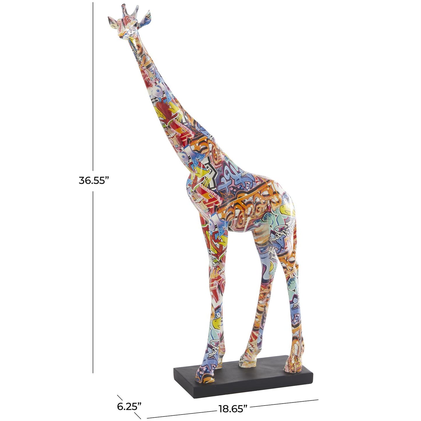 Multi colored Resin Giraffe Graffiti Sculpture