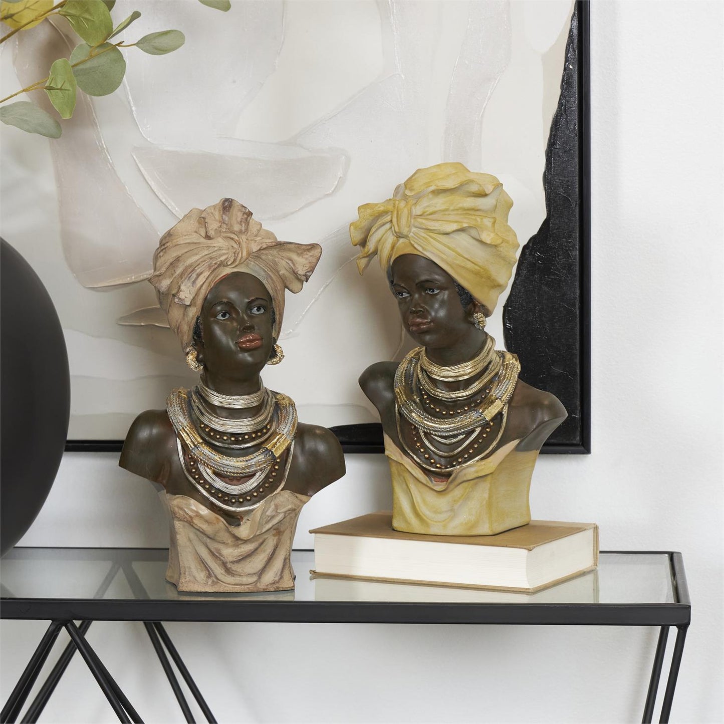 Resin African women Sculpture 16",15"H set of 2