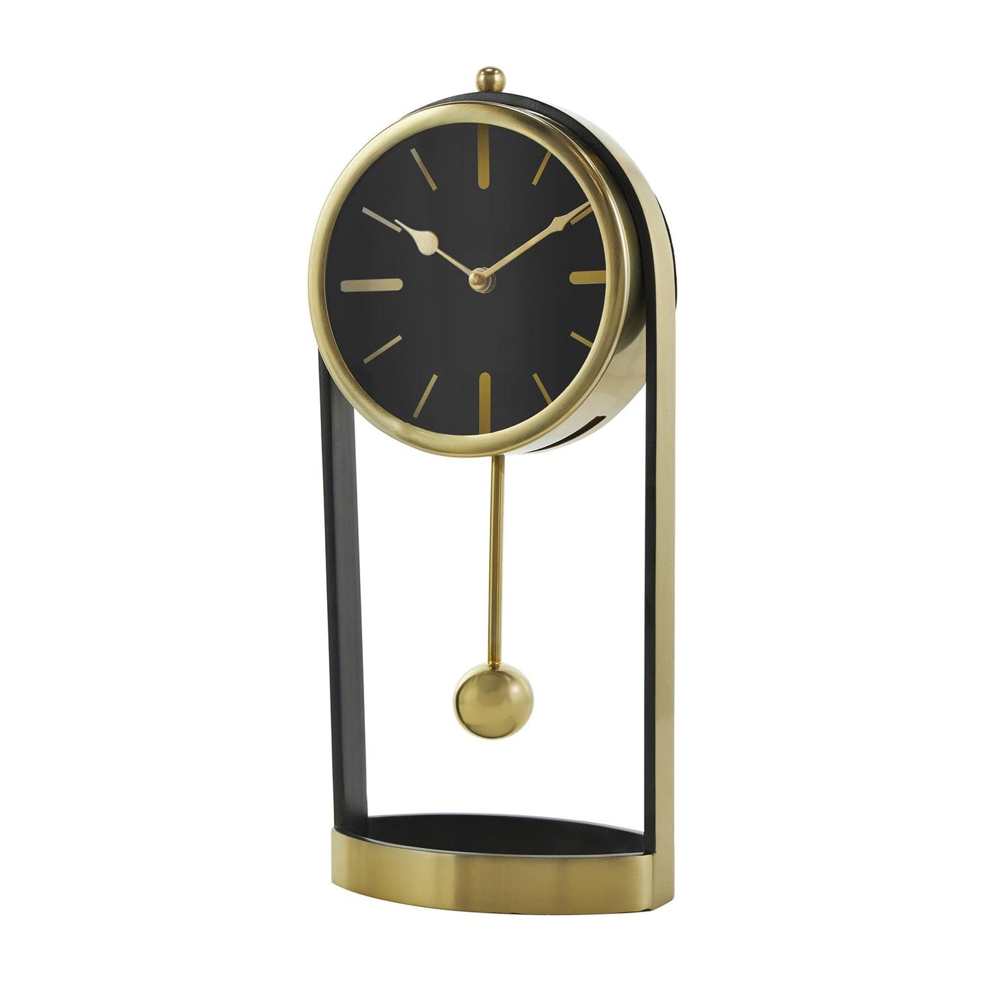 Gold Aluminum Metal Tall Clock with Swinging Ball Pendulum