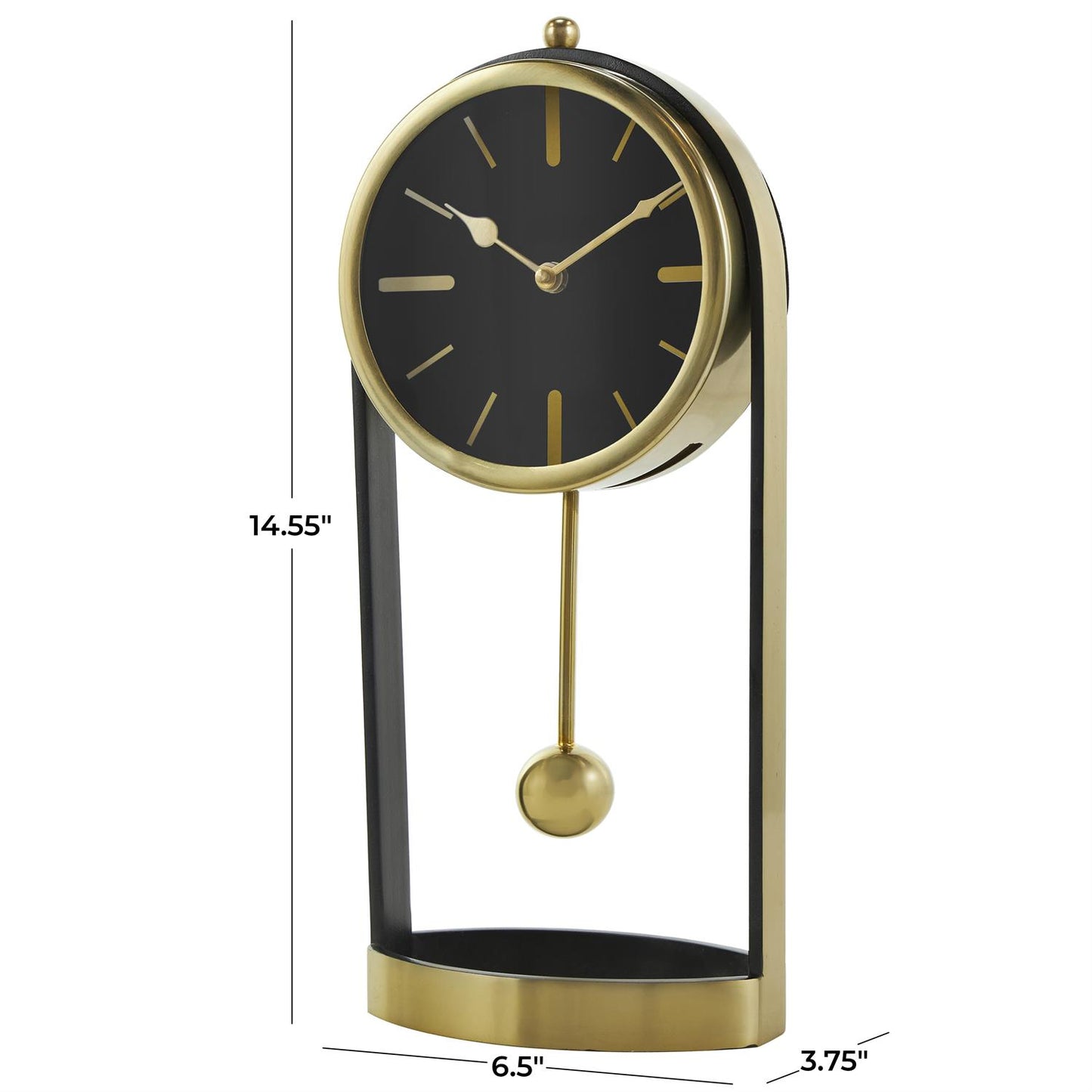 Gold Aluminum Metal Tall Clock with Swinging Ball Pendulum