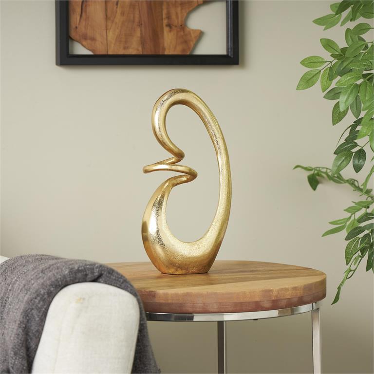 Gold Aluminum Abstract Swirl Sculpture