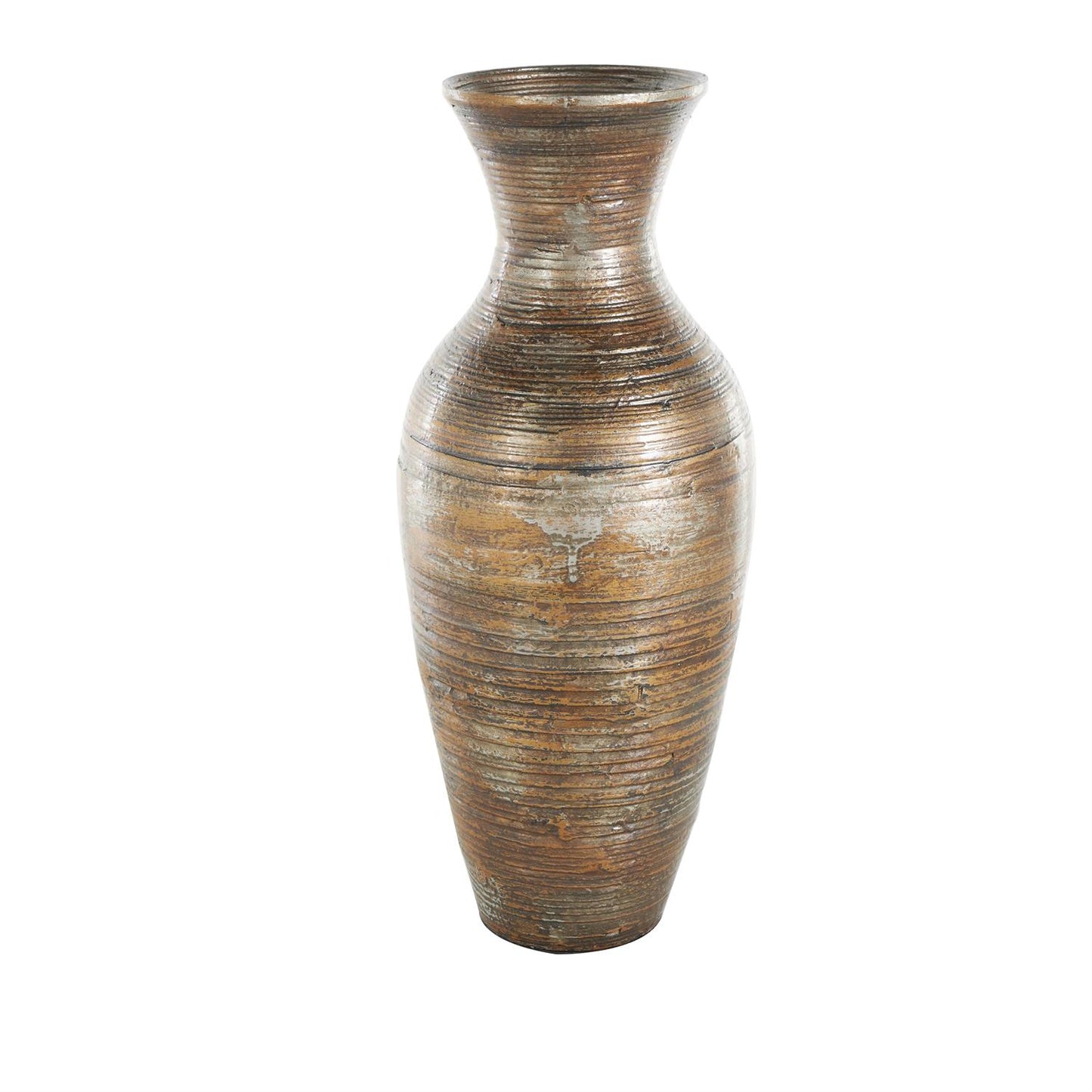 Brown Bamboo Wood Antique Inspired Pot Vase