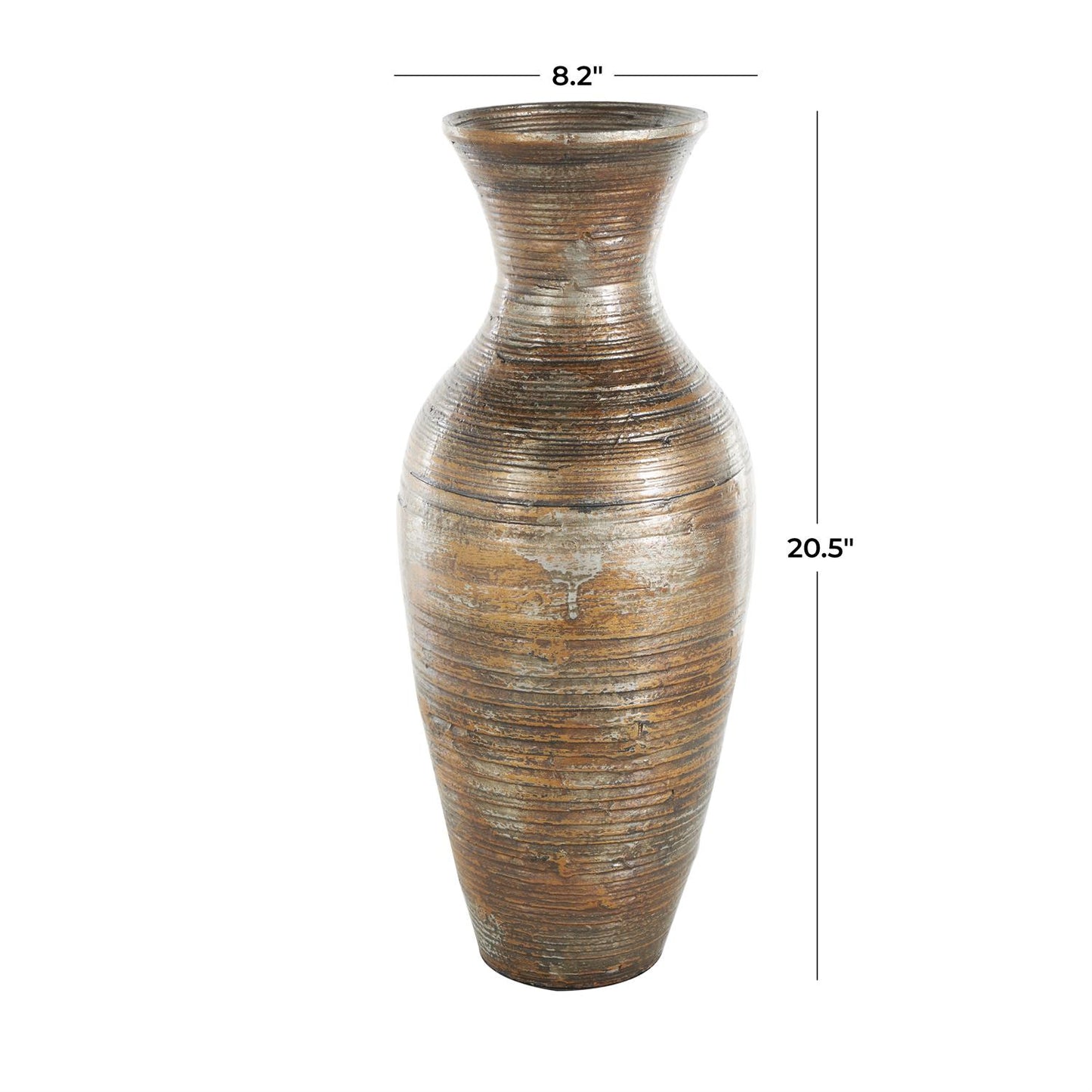 Brown Bamboo Wood Antique Inspired Pot Vase