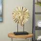 Gold Resin Elephant Sculpture with Mirrored Sunburst Accent and Black Stand