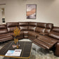 Top Grain Leather Match Brazil Tobacco Medium Brown 6 PC Zero Gravity 3 Power Reclining Sectional