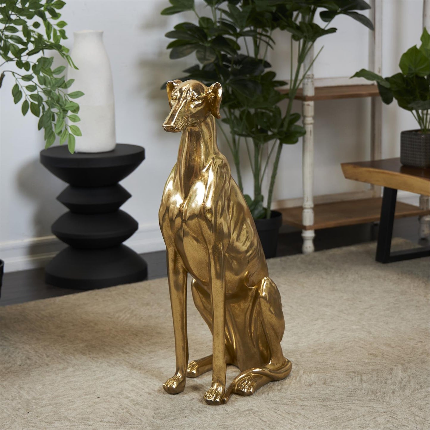 PS Dog gold Sculpture 13"W,32"H