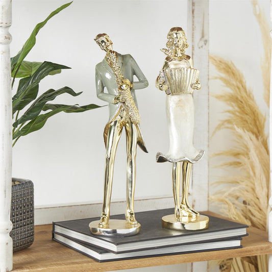 Gold Resin Musician Sculpture with Accordion