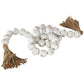 Cream Wood Handmade Distressed Beaded Garland with Tassel