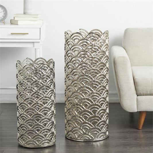 Aluminum Silver Floor Vase set of 2