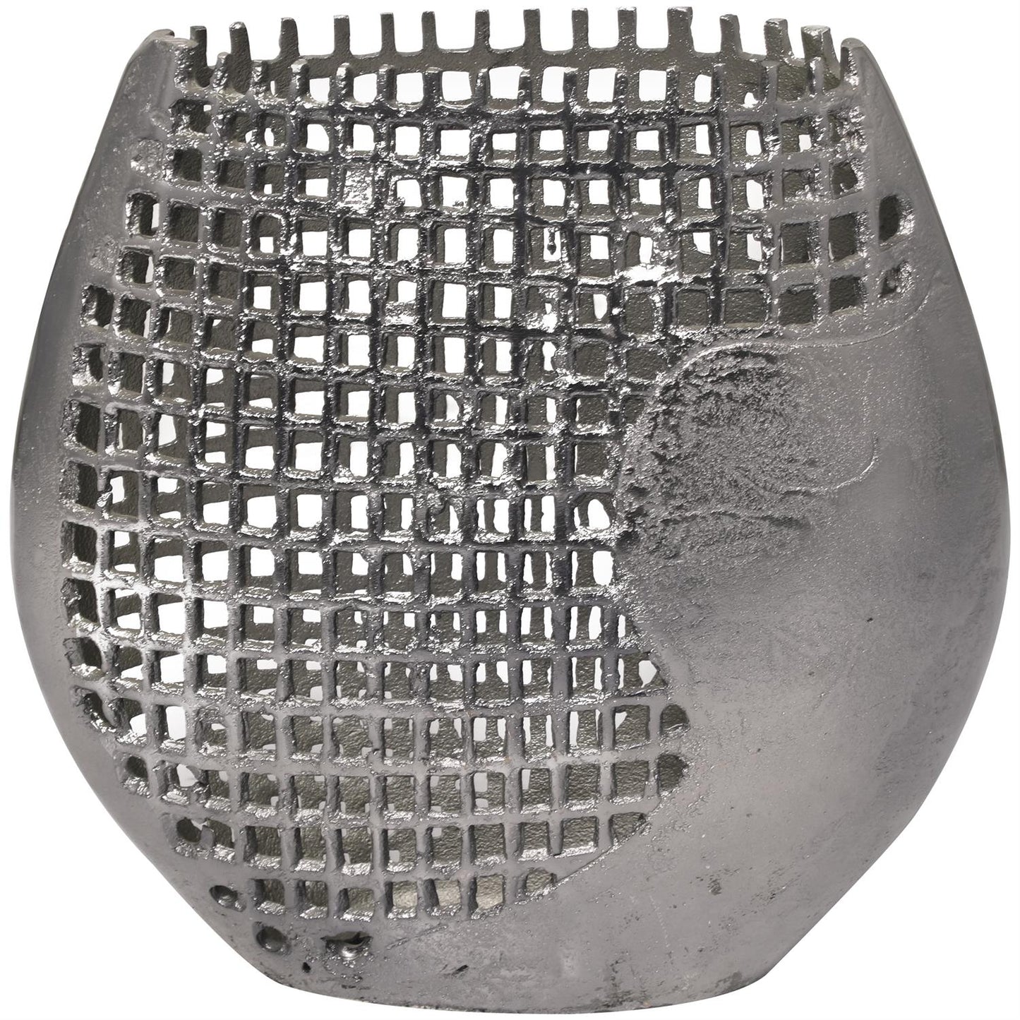 Dark Gray Aluminum Abstract Grid Inspired Vase