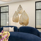 Gold Metal Leaf Wall Decor with Laser Cut Detailing, Set of 3